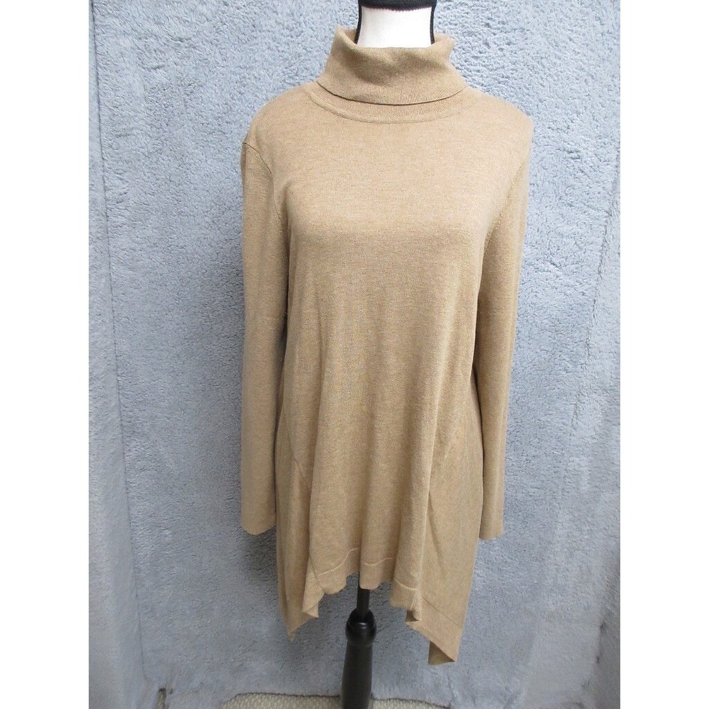 Chicos Cashmere Blend Sweater Women 8 Chicos 1 Tan Lightweight Quiet Luxury
